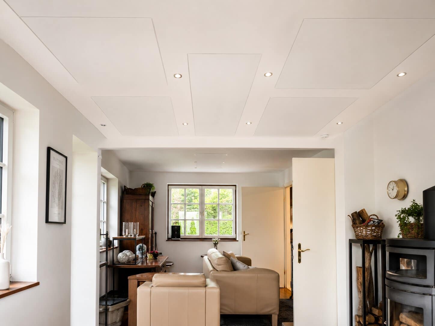 Carbon infrared heating on the ceiling carbon infrared heating on a living room ceiling