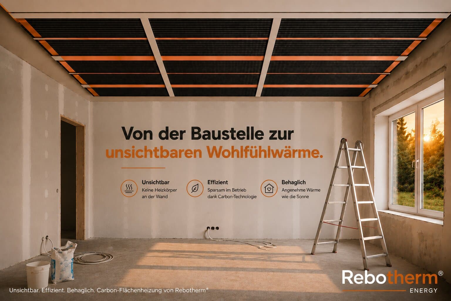 Baustelle mit Carbon-Deckenheizung baustelle mit carbon deckenheizung